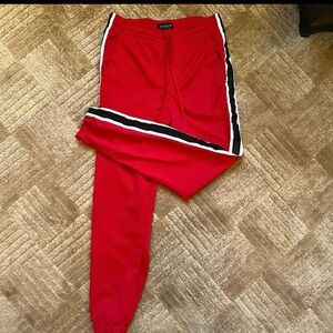 PacSun Red and Black Sweatpants with Stripes